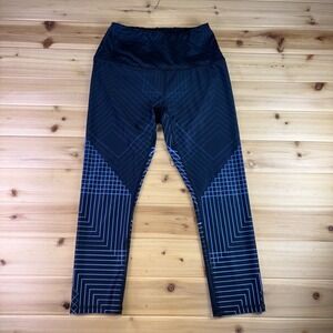 RBX Leggings Womens Small Black and Blue Geometric High Rise Performance Legging